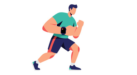 Obraz premium Dynamic athlete showcases health monitoring with a smartwatch during exercise routine fitness activities health metrics in vibrant cartoon style