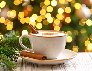 Fototapeta premium cup of coffee with christmas decoration