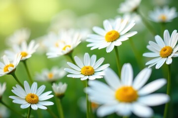 Obraz premium Close-up of delicate white daisies, forming a continuous floral backdrop , high resolution, macro, background