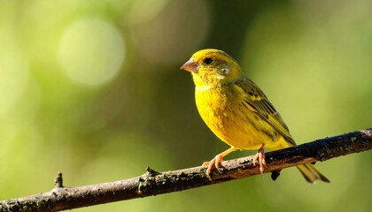 Obraz premium Vibrant Yellow Canary Bird on Branch
