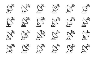 Naklejka premium 24 Science and Technology Line Icons Artificial Intelligence, Space, Astronomy, Renewable Energy, Laboratory, Drone, Solar, Magnet, Research, and Innovation Vector Icon Set