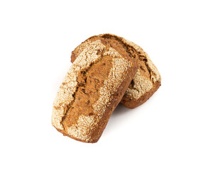 Whole wheat brown bread isolated, fitness pumpkin carrot buns with seeds, cereal bread