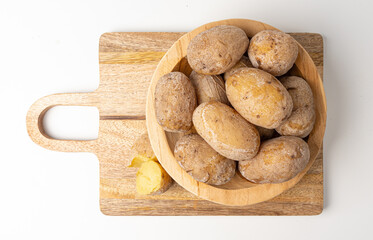 Papas arrugadas sea water boiled potatoes, whole prepared unpeeled vegetables, cooked potato
