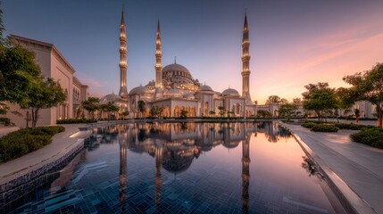 Obraz premium Mosque reflection dawn