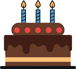 Chocolate birthday cake with candles