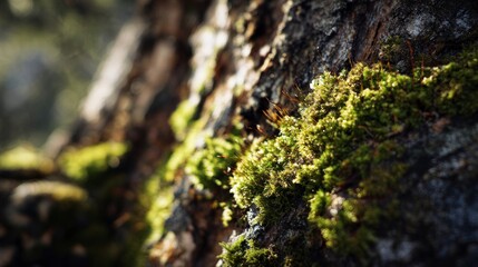 Moss growing on tree trunk