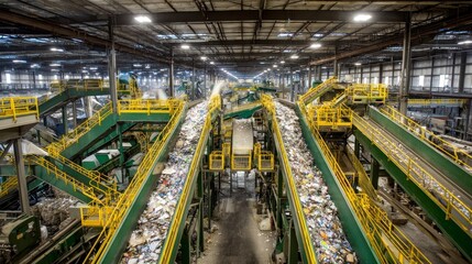 Fototapeta premium Waste recycling facility interior view