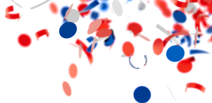 Festive confetti background with red, white, and blue. Perfect for celebrations, parties, and patriotic events.