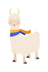 Cute cartoon llama. Vector illustration isolated on white background. Llama cartoon design, Animal cute zoo life nature character childhood and adorable theme Vector illustration