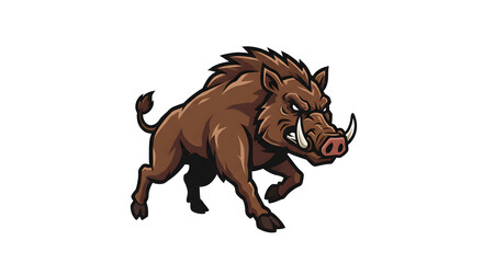 Fototapeta premium Aggressive wild boar mascot, a charging wild pig animal vector illustration perfect for a sports team logo.