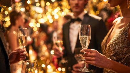 Celebrating New Year's Eve with friends in a sparkling atmosphere filled with joy and anticipation