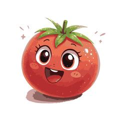 Obraz premium Happy cartoon tomato with big eyes and a wide smile