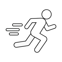 Running Person Line Art Vector Icon – Fast Movement Symbol Isolated on White