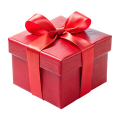 Obraz premium Elegant Red Gift Box with Ribbon on Transparent Background