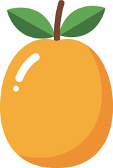 Vibrant orange fruit with green leaves isolated