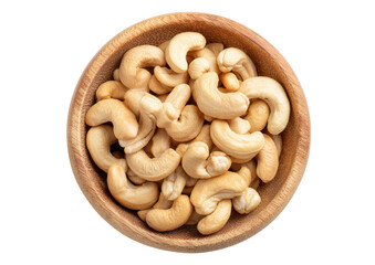 Fototapeta premium Raw Cashew Nuts in Wooden Bowl on White Background