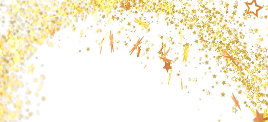 Sparkling gold stars falling on white. Perfect for festive designs.