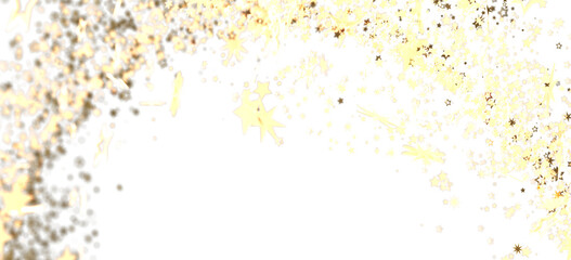 Beautiful golden star confetti on white. Perfect for holidays, celebrations, and more!