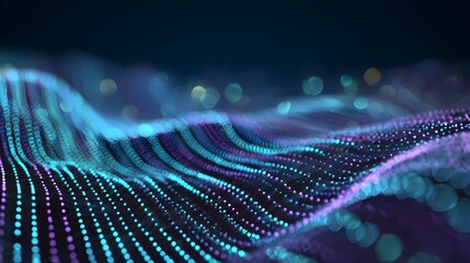 Abstract digital wave pattern of glowing dots.