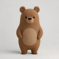 Adorable Brown Bear Character on a Clean White Background Perfect for Childrens Illustrations and Educational Materials Creating a Playful and Engaging Visual for Young Audiences