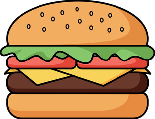 Classic cheeseburger illustration