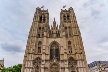 Fototapeta premium Cathedral of St. Michael and St. Gudula in Brussels, Belgium