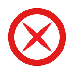 Obraz premium Red x mark inside a red circle on white background