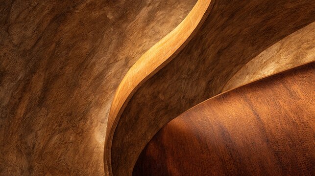 Warm wood textures and curves create a cozy, inviting atmosphere perfect for modern interiors and natural design