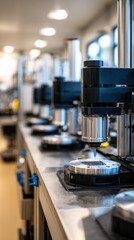 Close-up of precision machinery in a modern laboratory, showcasing advanced technology and equipment used for scientific research and development.