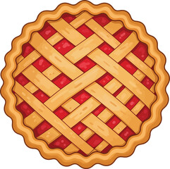 Freshly baked cherry pie with lattice top