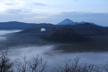 Fototapeta premium Sunrise over Mount Bromo with mist.