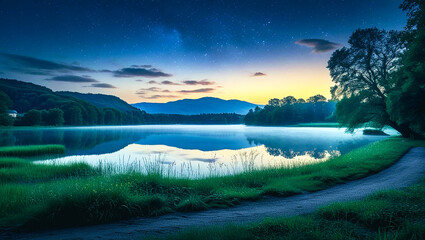 Photo of a beautiful landscape by the countryside