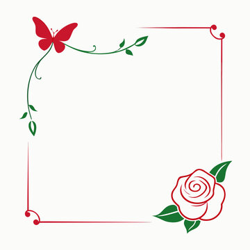 Elegant red rose and butterfly border design