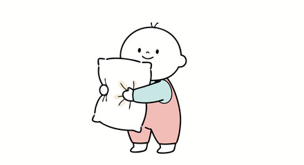 Obraz premium Adorable baby hugging a soft pillow, embodying comfort, sleep, and innocent joy.