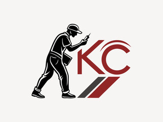 Profile of a man in a baseball cap, featuring the initials "KC" and decorative foliage.