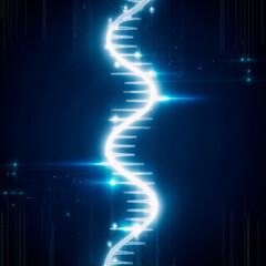 Obraz premium Holographic DNA Strand, Genetic Research Concept