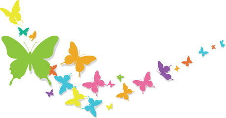 Colorful Butterfly Flight, Vibrant Nature, Bright Butterfly Silhouettes, Spring Insect, Beautiful Butterfly Swarm, Abstract Colorful Butterflies, Nature Inspiration