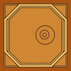 Geometric octagonal frame with concentric circles on brown background