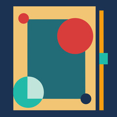 Geometric abstract composition with circles and rectangles