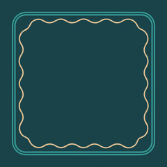 Elegant teal and beige wavy border design