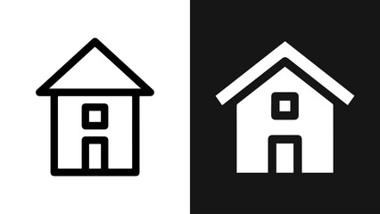 Minimalist black and white house icon vector illustration. Simple home symbol design element for web, app, or architectural concepts.