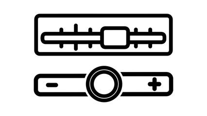 Black and white line art vector illustration of two horizontal sliders for settings and volume control, ideal for user interface design.