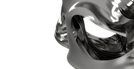 Modern metallic art. 3D render of abstract flowing shapes. Perfect for tech, design, and futuristic themes.