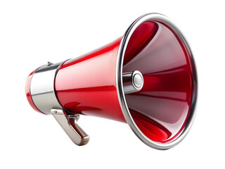Red and chrome megaphone isolated on transparent background