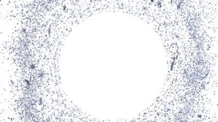 Sparkling silver glitter stars forming a circular frame on a white background. Perfect for holiday designs.