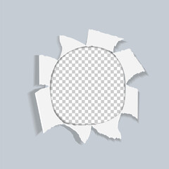 Torn Paper Hole with Transparent Center