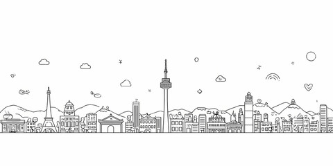 Seoul inspired black and white cute cool simple design with urban korean vibes for modern aesthetic lovers