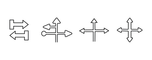 direction line icon set vector on white background. arrow, direction, navigation, interface, web, design, ui, ux, symbol, sign, icon, graphic, element, vector, forward, backward, symbol.
