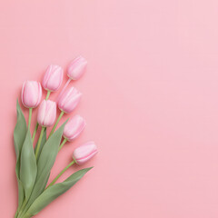 Delicate Tulips: A charming composition of elegant pink tulips, their soft petals delicately arranged. Capturing the essence of spring's blossoming beauty, perfect for conveying feelings of freshness.