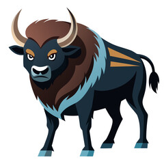 Sleek Bison Vector Design White Background